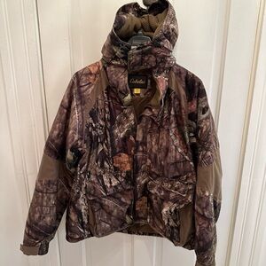 Cabela’s 4most Hunting Jacket Coat Men's XL Mossy Oak Camo Removable Hood Quiet